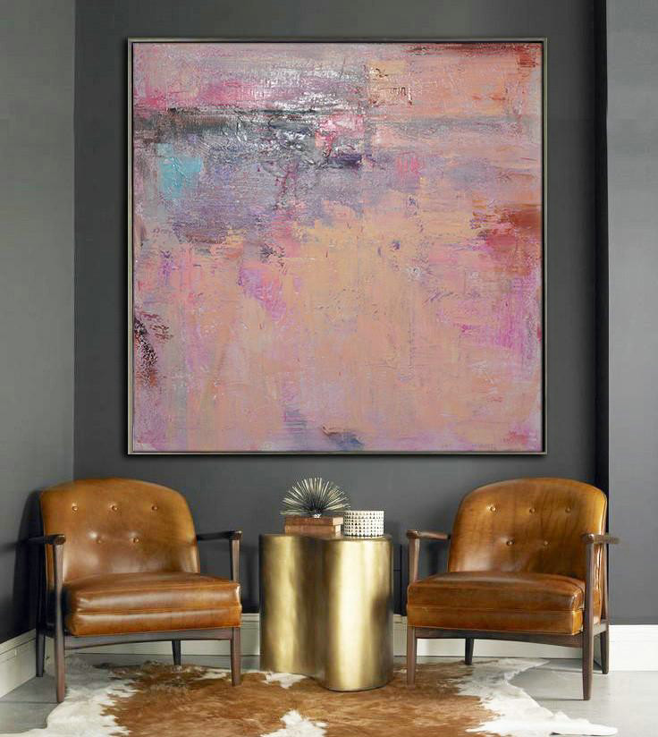 Oversized Contemporary Art,Hand Paint Abstract Painting,Nude,Blue,Purple,Pink